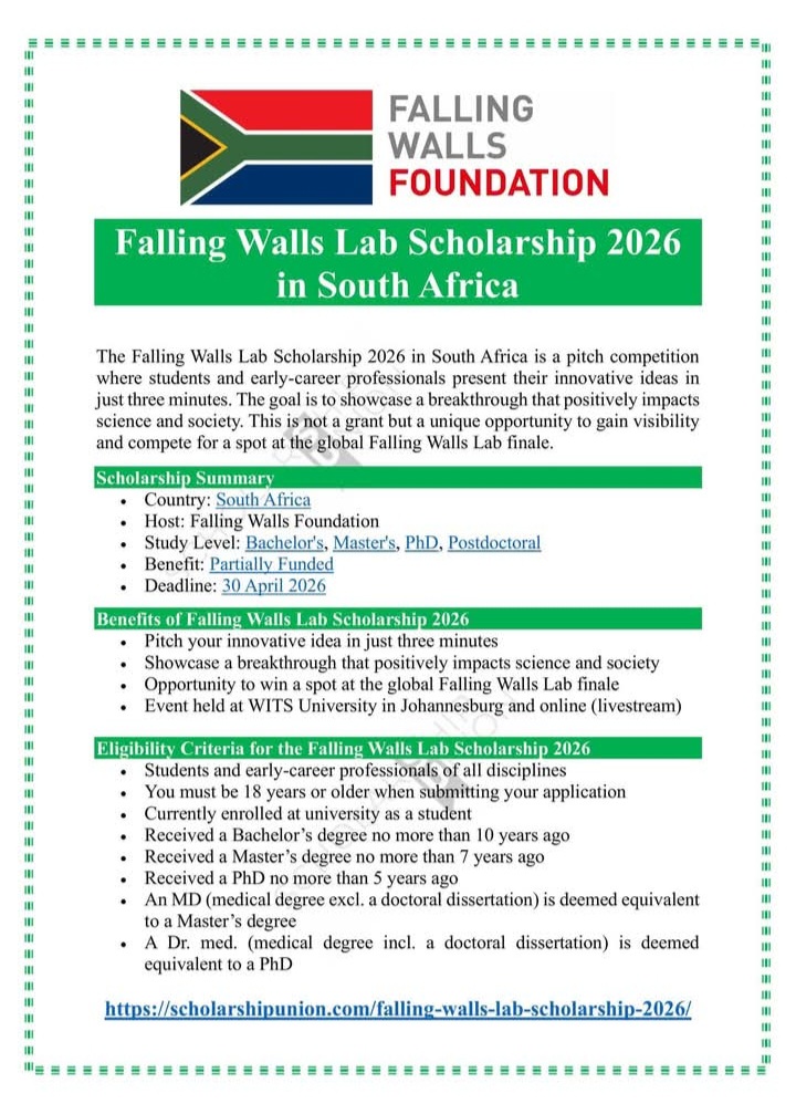 Falling Walls Lab Scholarship 2026 in South Africa