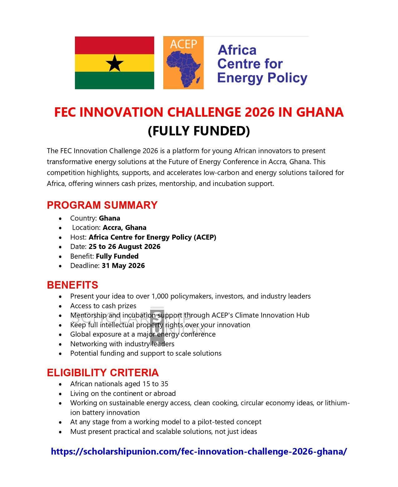 FEC Innovation Challenge 2026 in Ghana