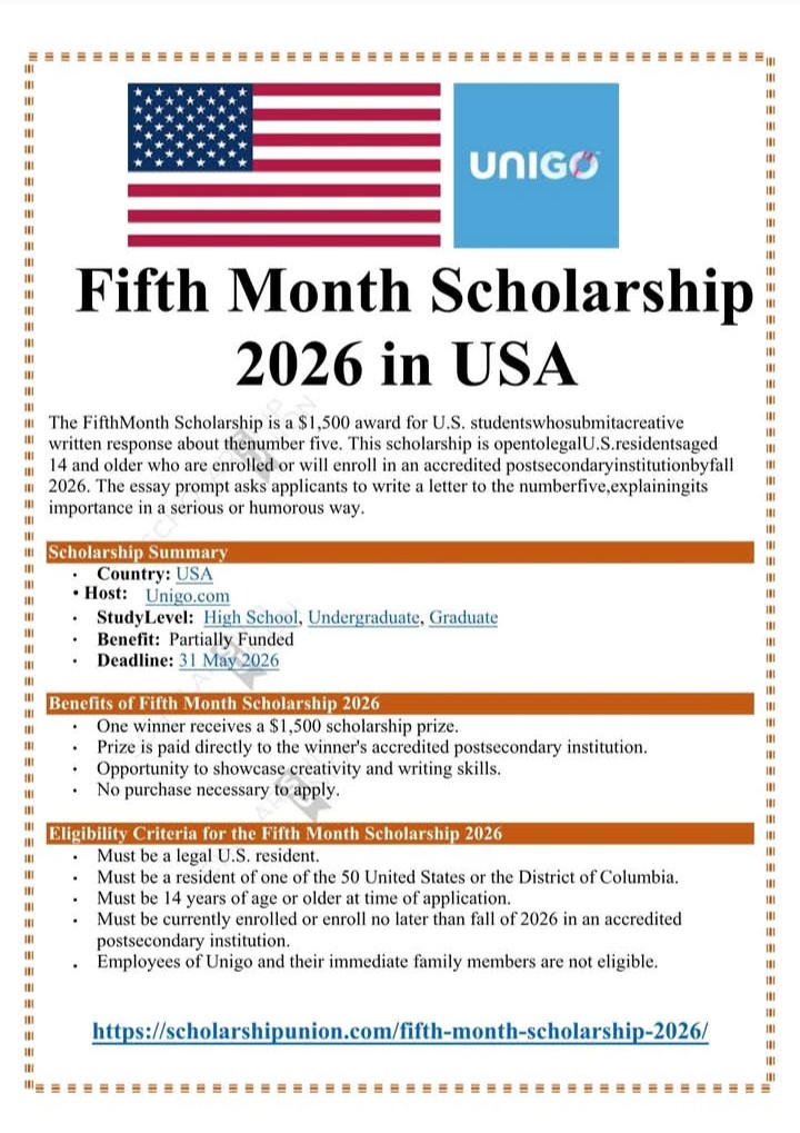 Fifth Month Scholarship 2026 in USA