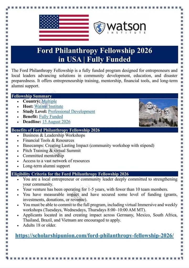 Ford Philanthropy Fellowship 2026 in USA