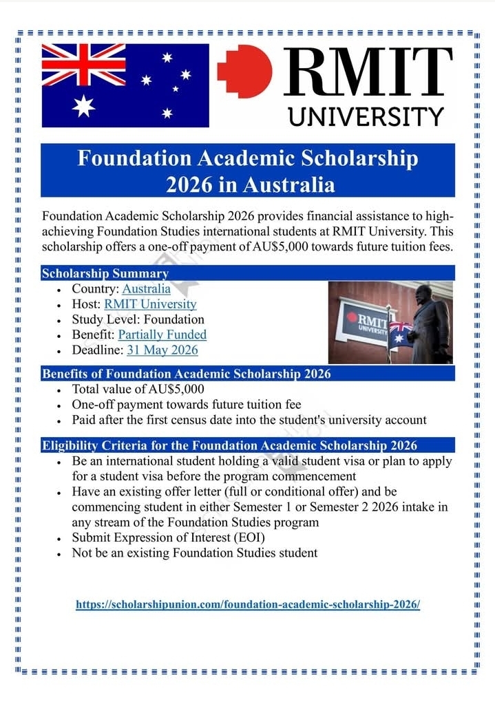 Foundation Academic Scholarship 2026 in Australia