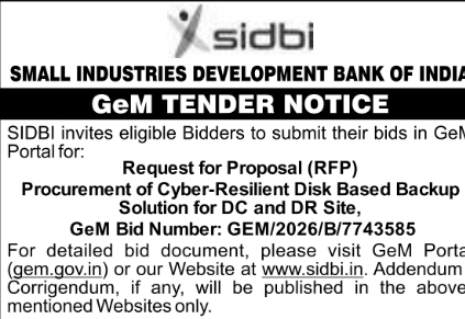 GeM Portal Request for Proposal (RFP) by SIDBI