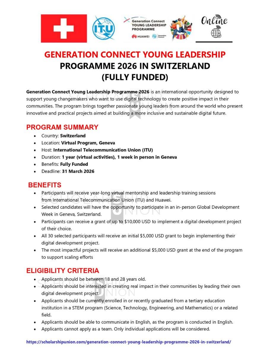 Generation Connect Young Leadership Programme 2026 in Switzerland
