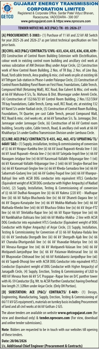 GETCO Power Infrastructure Multi-Work E-Tender
