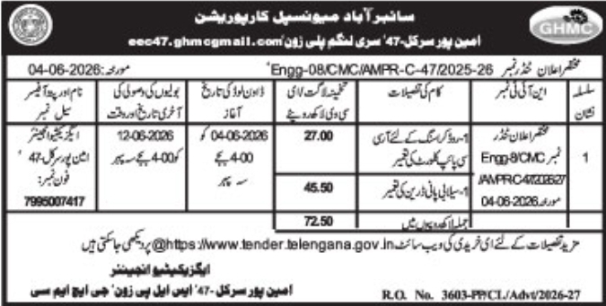 GHMC Circle-47: Infrastructure e-Procurement Tender Notice