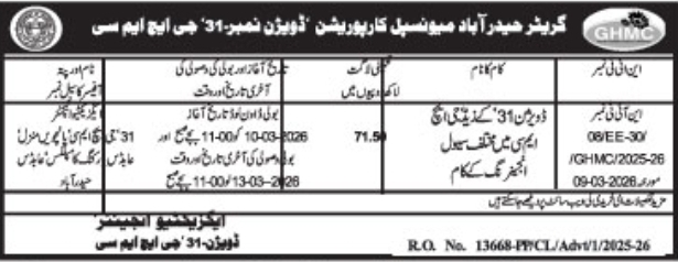 GHMC Tender Notice
