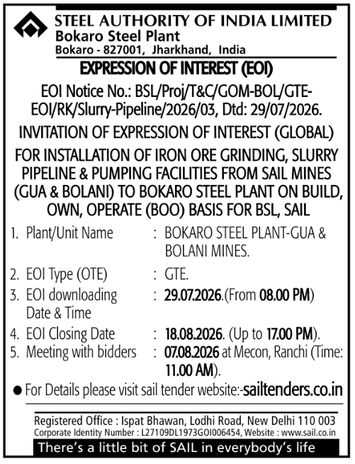 Global Expression of Interest for Slurry Pipeline and Pumping Facilities