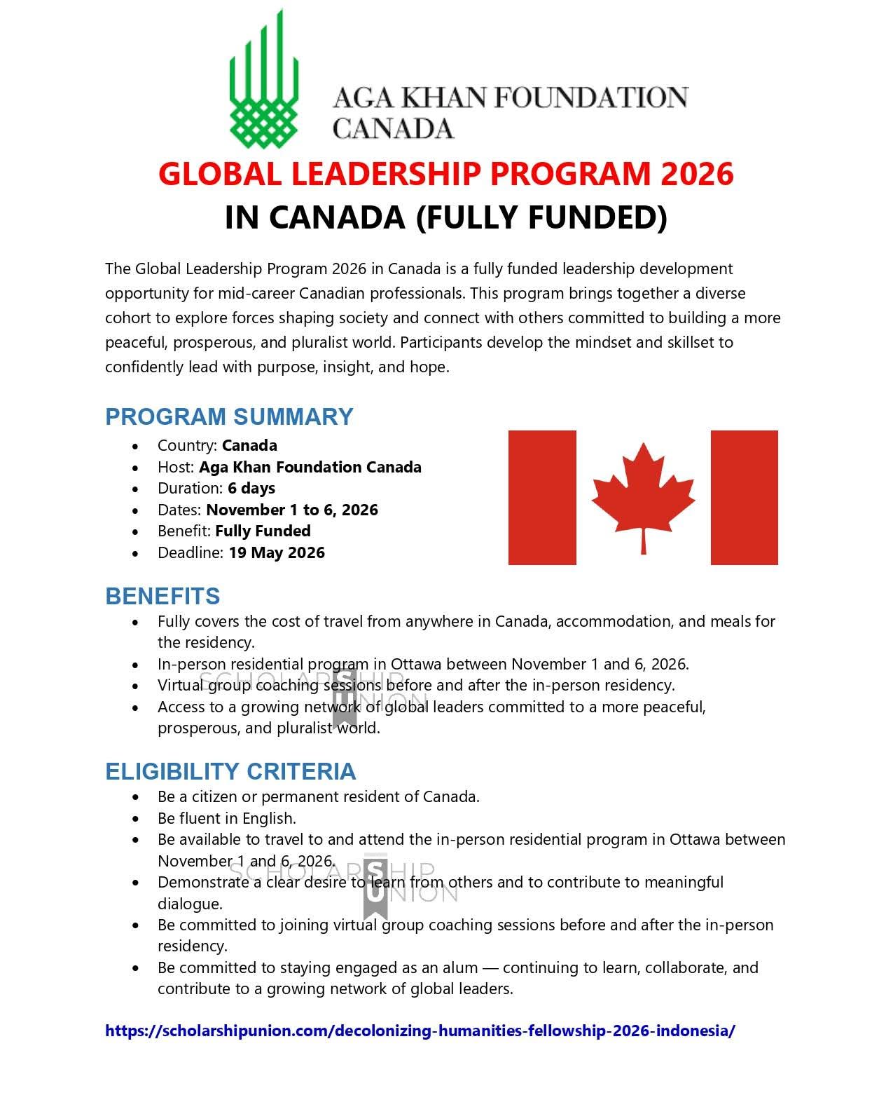 Global Leadership Program 2026 in Canada