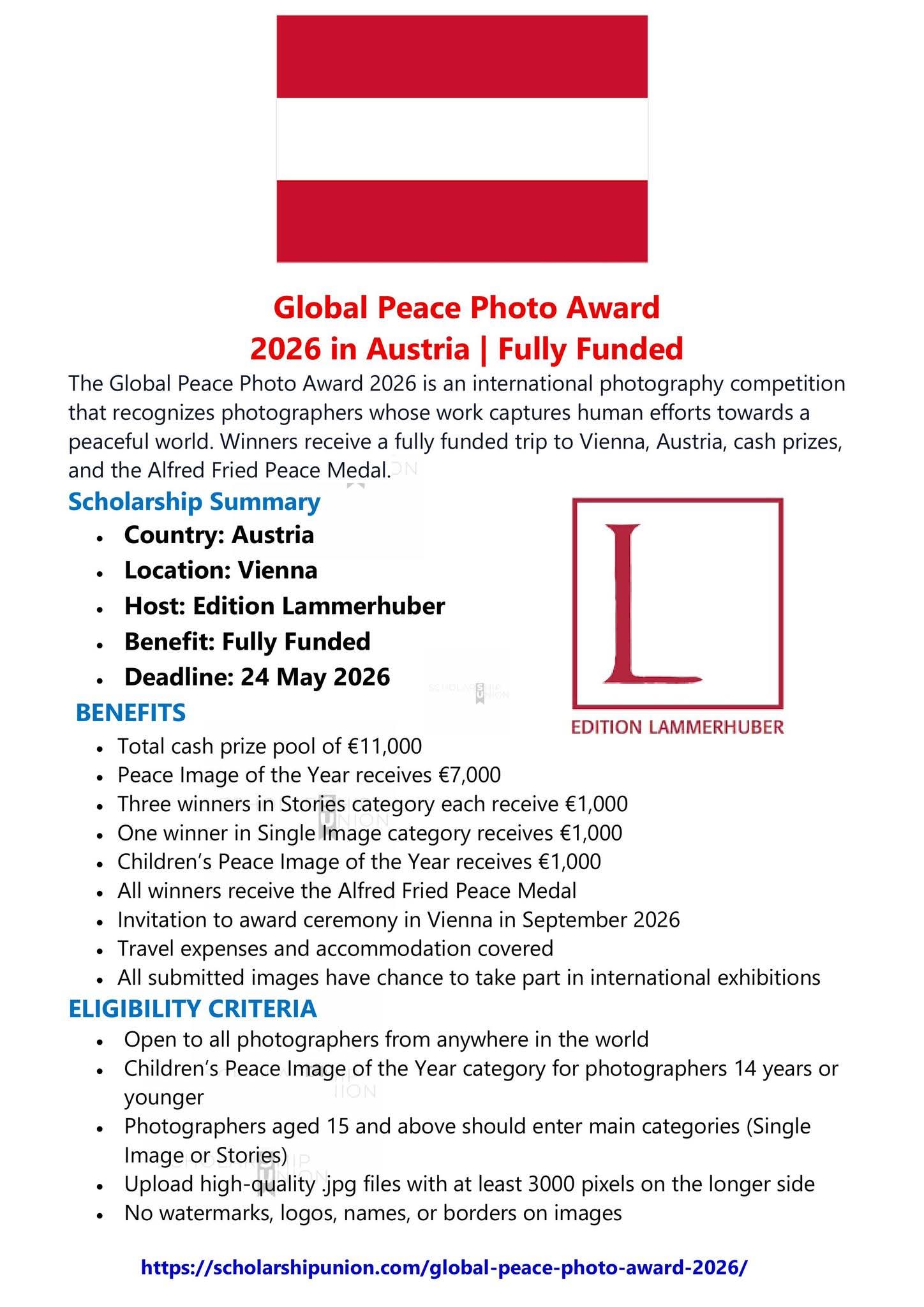 Global Peace Photo Award 2026 in Austria