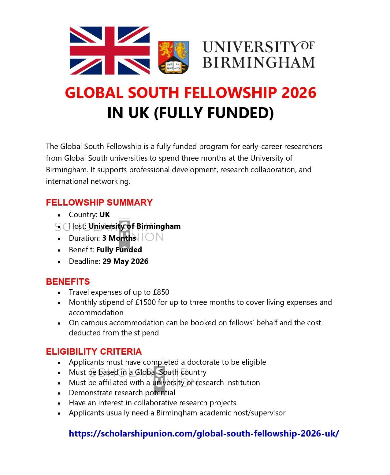 Global South Fellowship 2026 in UK