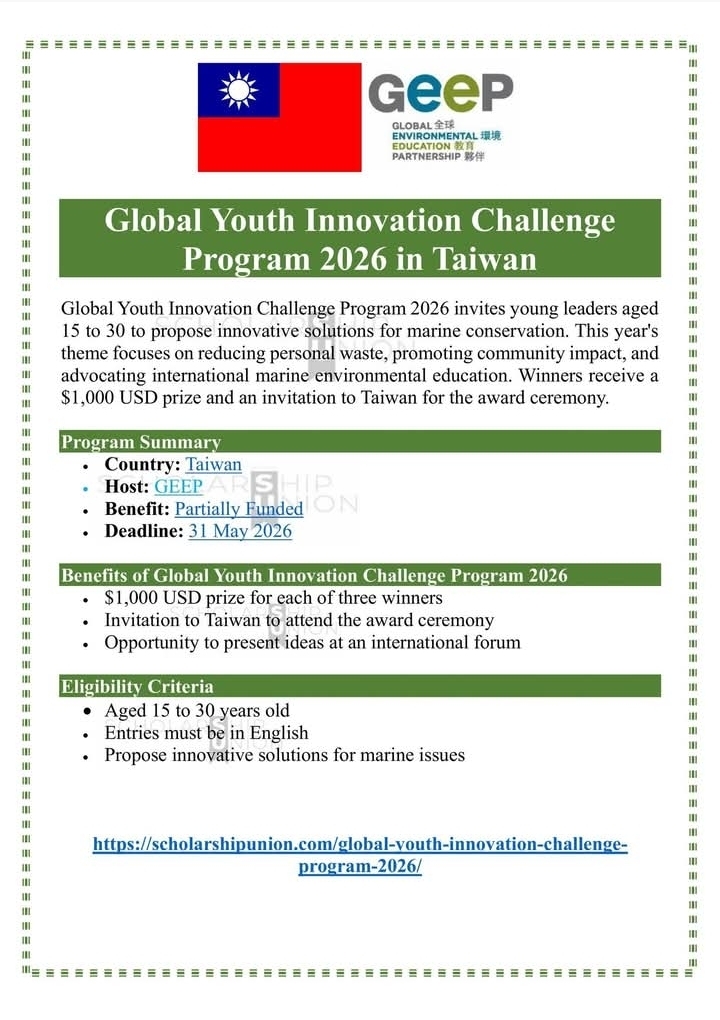 Global Youth Innovation Challenge Program 2026 in Taiwan