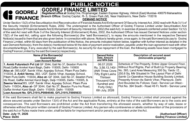 Godrej Finance Loan Default Demand Notice