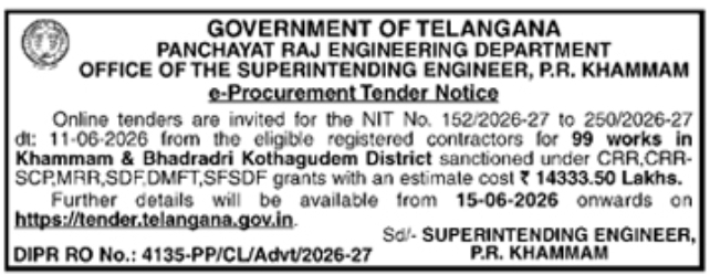 Government of Telangana Tender Notices