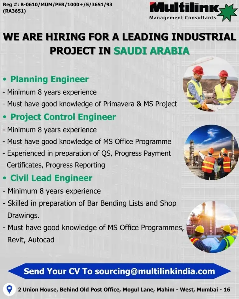 Hiring For A Landmark Industrial Project In Saudi Arabia