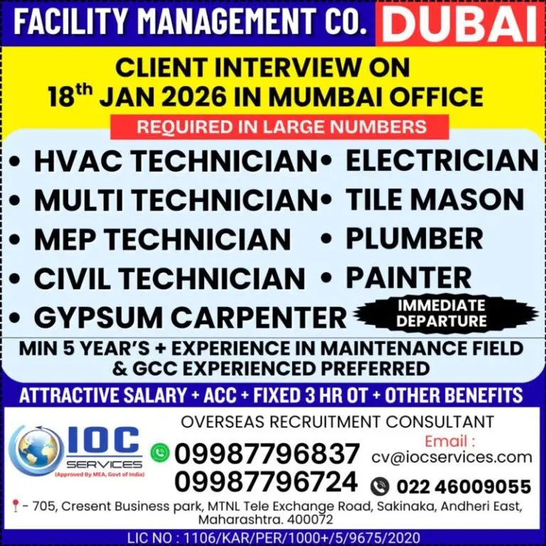 HIRING FOR A LEADING FACILITIES MANAGEMENT COMPANY – DUBAI