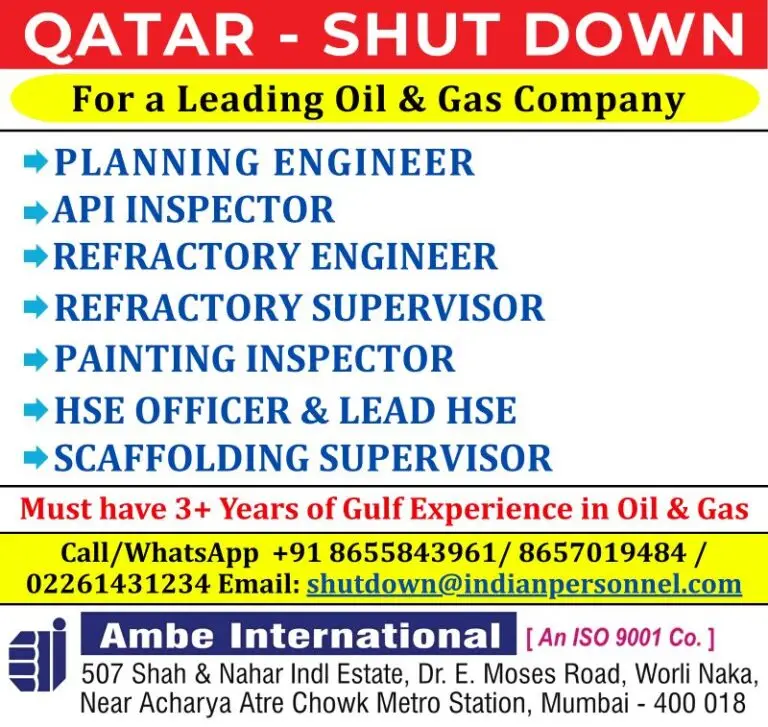 Hiring For A Leading Oil & Gas Company In Qatar