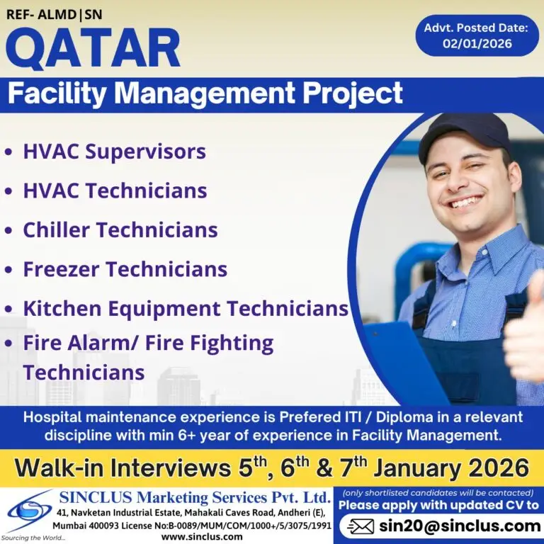 Hiring For Facility Management Project In Qatar