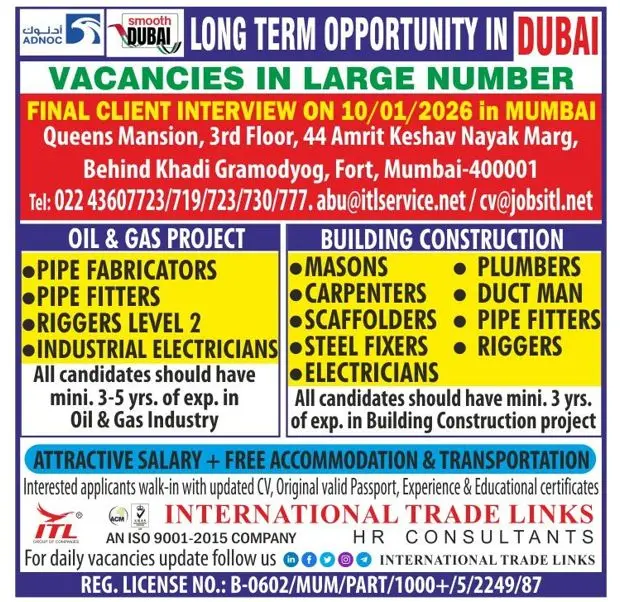 Hiring For Oil & Gas and Building Construction Projects In Dubai