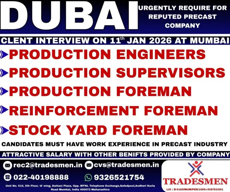 HIRING FOR PRECAST COMPANY IN DUBAI