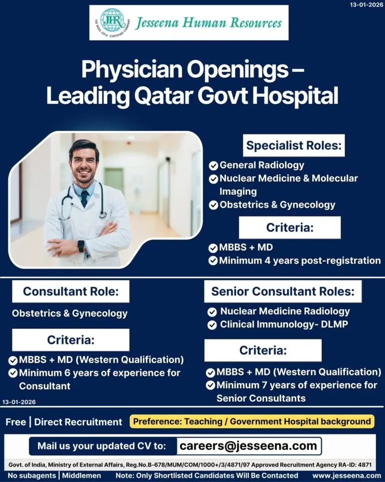HIRING: SPECIALISTS AND CONSULTANTS – LEADING GOVERNMENT HOSPITAL, QATAR