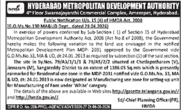 HMDA: Land Use Change Public Notification