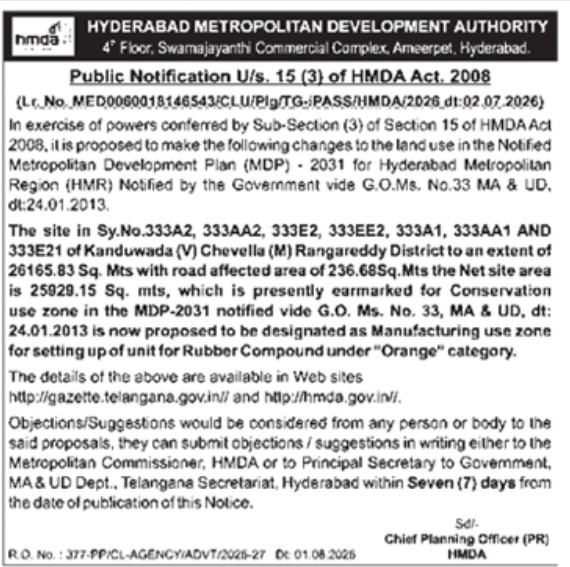 HMDA Public Land Use Change Notification