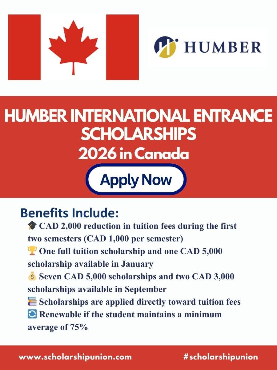 Humber International Entrance Scholarships 2026 in Canada