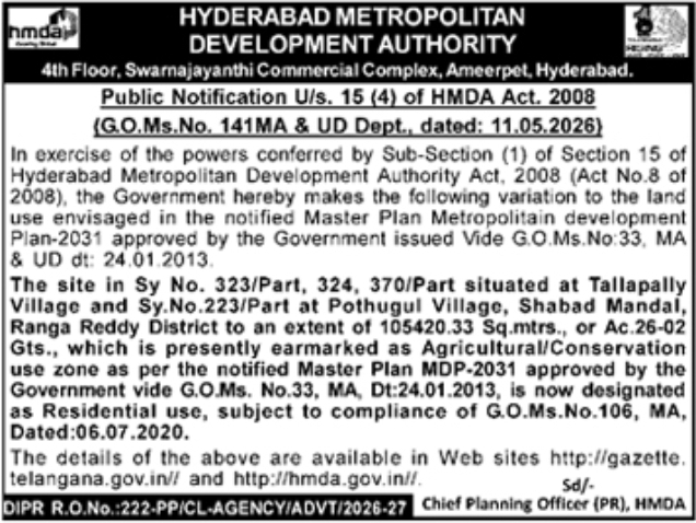 Hyderabad Metropolitan Development Authority 2026 Public Notice