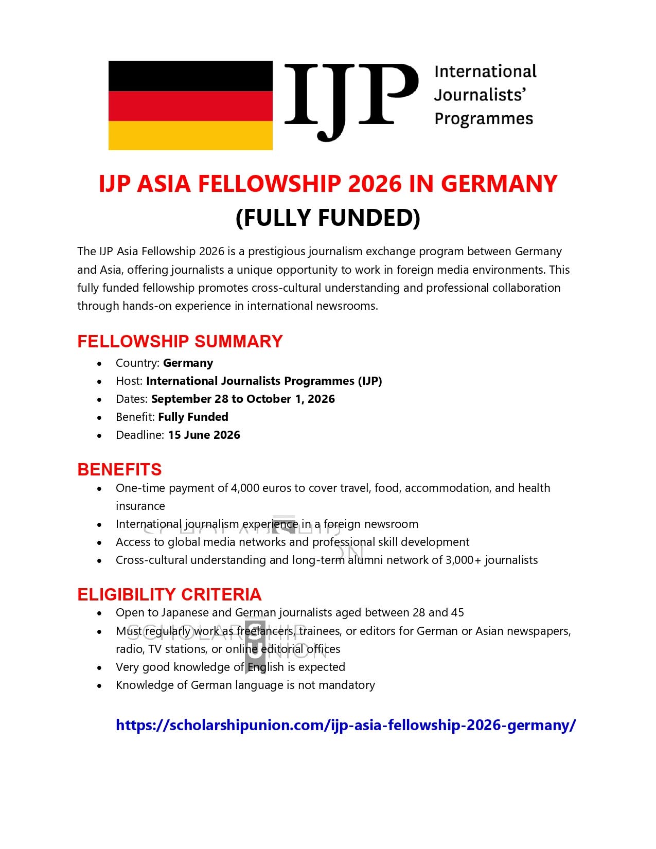 IJP Asia Fellowship 2026 in Germany