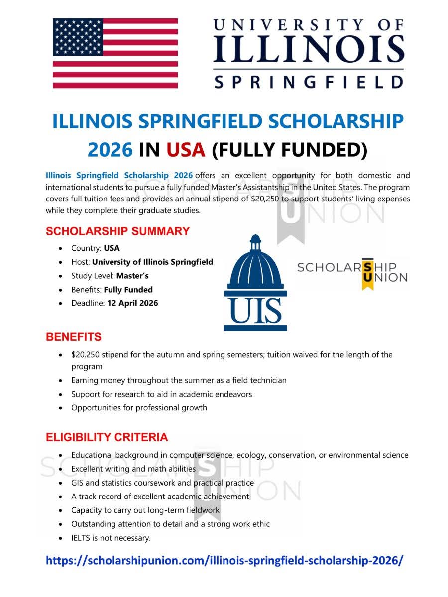 Illinois Springfield Scholarship 2026 in USA