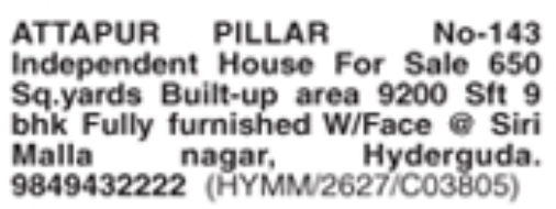 Independent House for Sale: Attapur, Hyderabad