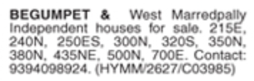 Independent Houses for Sale: Begumpet & West Marredpally, Hyderabad