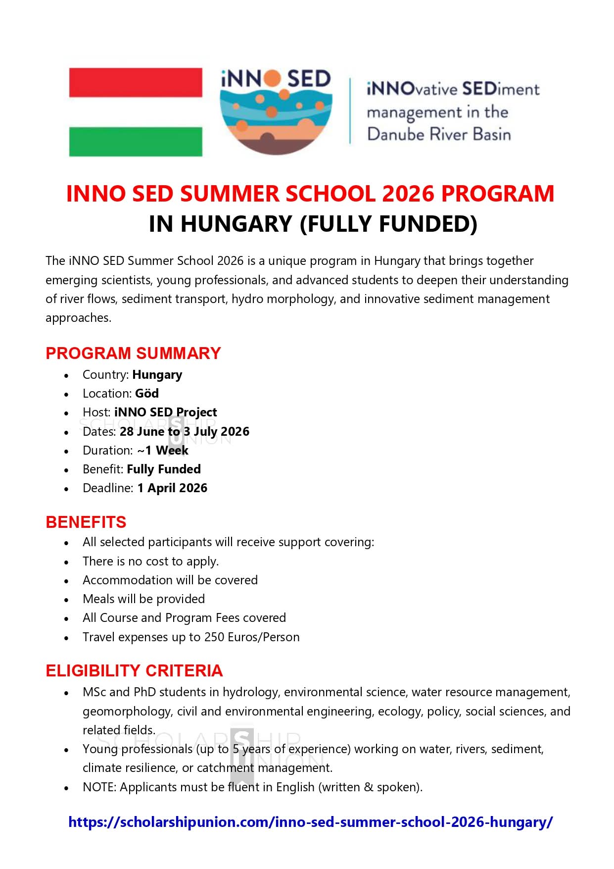 iNNO SED Summer School 2026 Program in Hungary