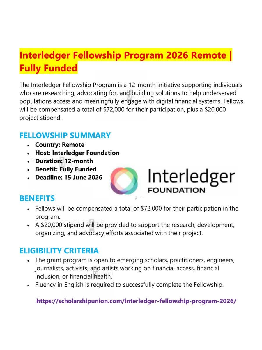 Interledger Fellowship Program 2026 Remote