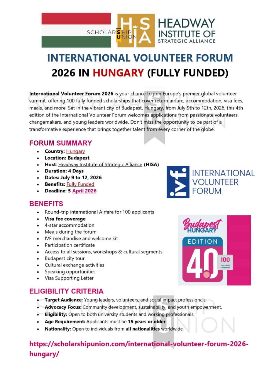 INTERNATIONAL VOLUNTEER FORUM 2026 IN HUNGARY