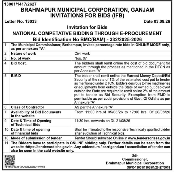 Invitation for Bids for Municipal Civil Works Through E-Procurement