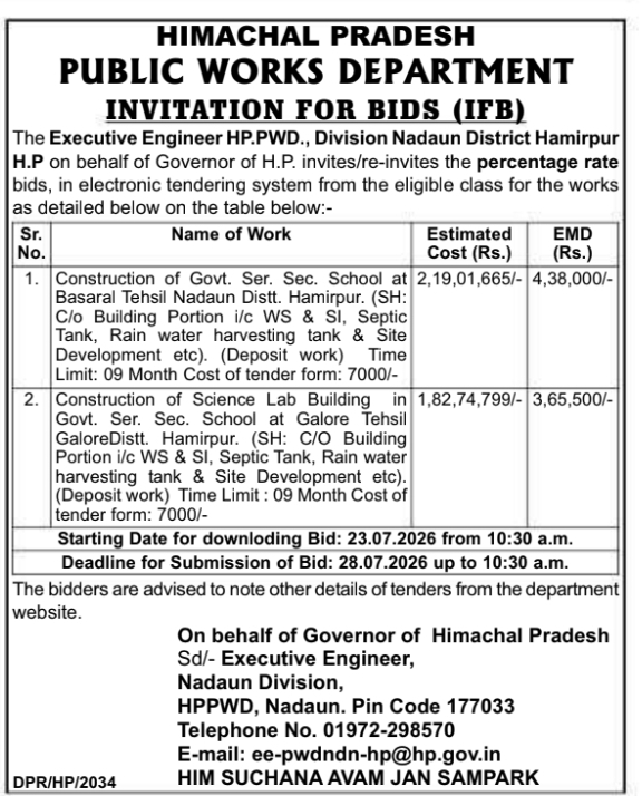 INVITATION FOR BIDS (IFB): HPPWD School and Science Lab Building Construction
