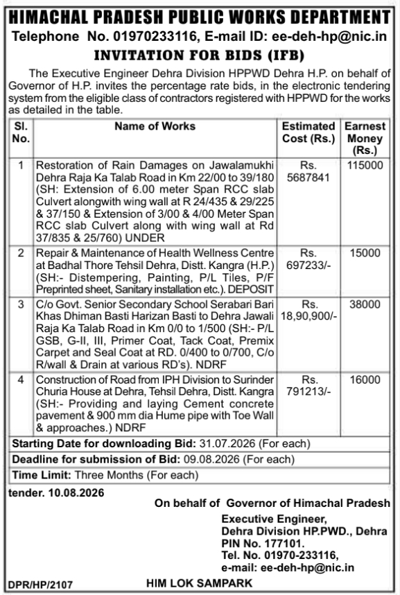 Invitation for Bids: Infrastructure & Road Works (HPPWD)