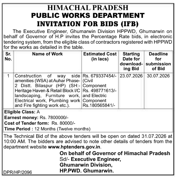 Invitation for Bids: Wayside Amenities Construction (HPPWD)