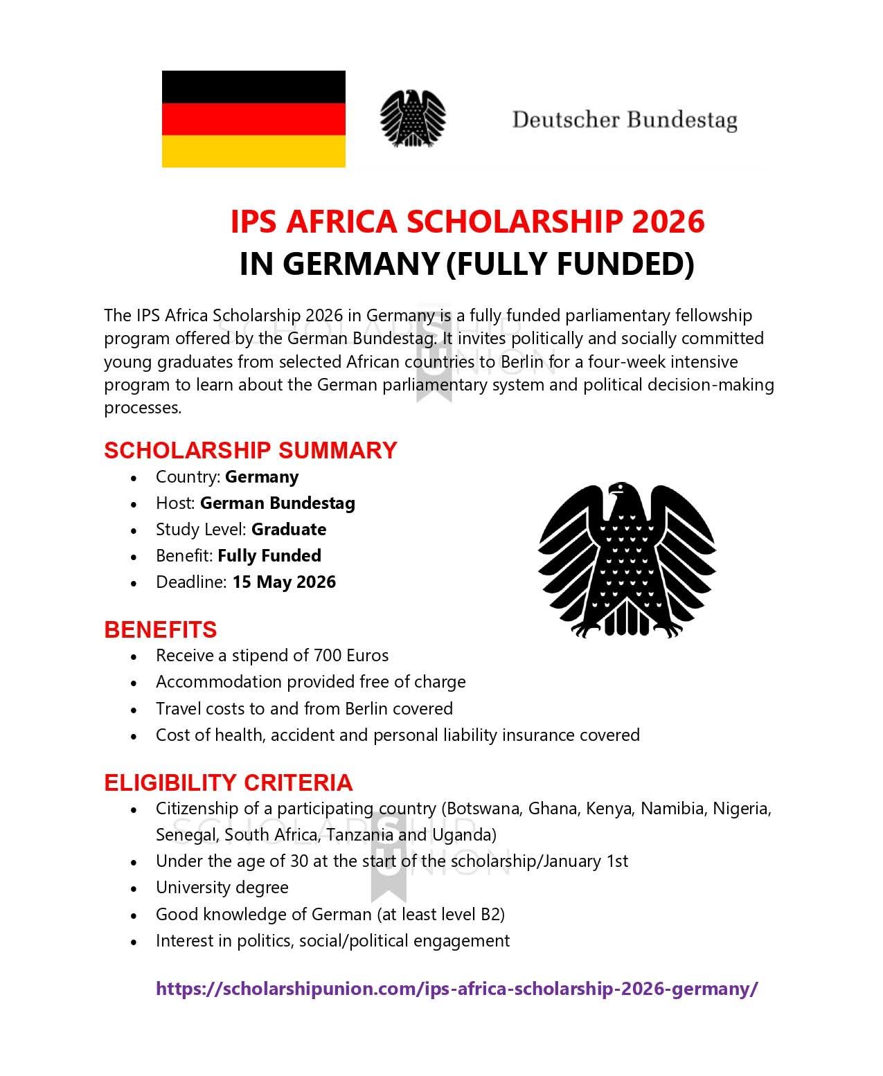 IPS Africa Scholarship 2026 in Germany
