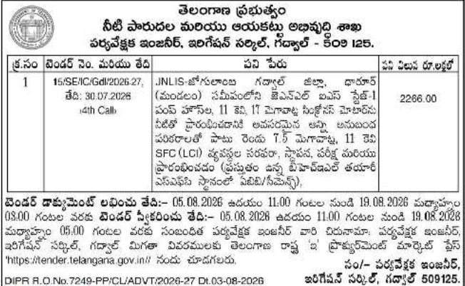 Irrigation Infrastructure Tender for Synchronous Motors and SFC Systems