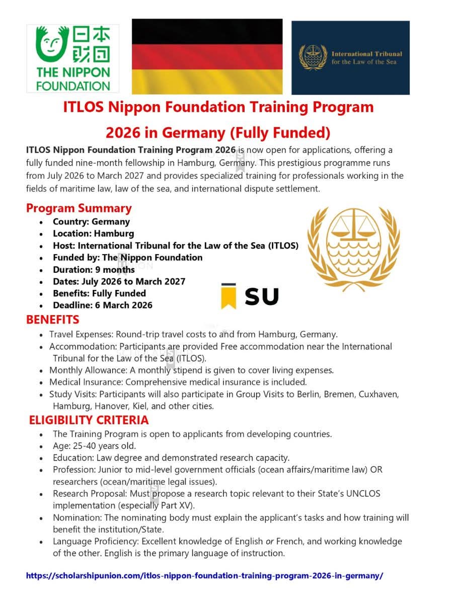 ITLOS Nippon Foundation Training Program 2026 In Germany