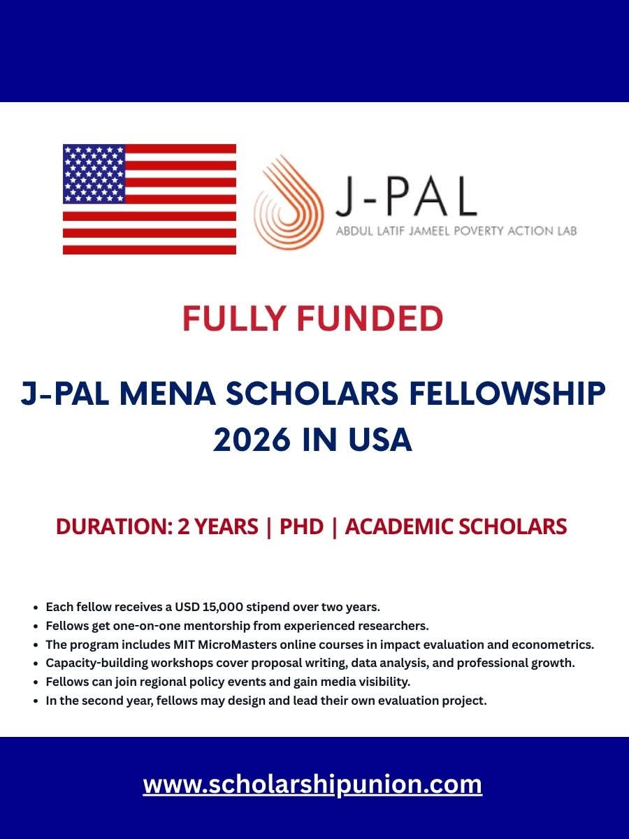 J-PAL MENA Scholars Fellowship 2026 In USA