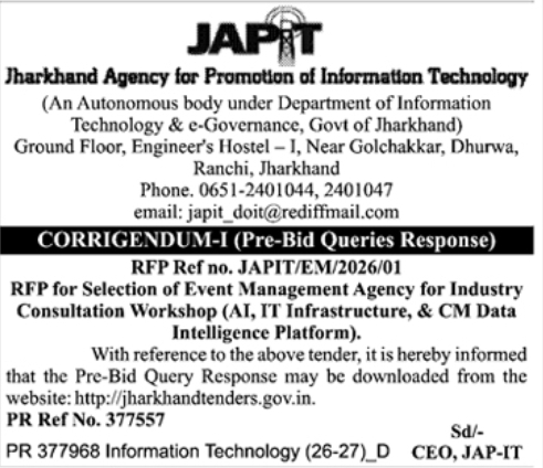 JAP-IT Update: Corrigendum-I Released for Event Management RFP