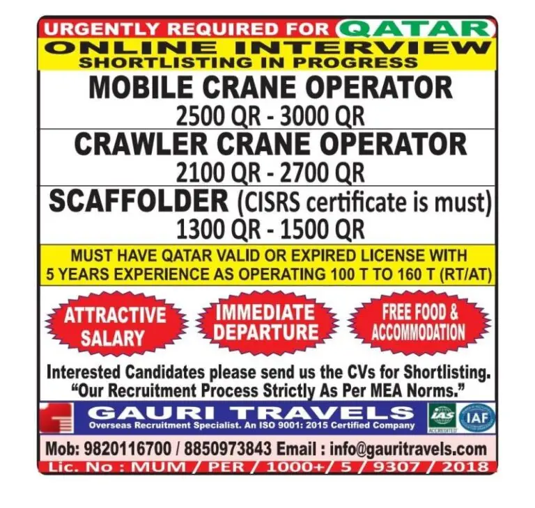 JOB OPPORTUNITIES IN QATAR