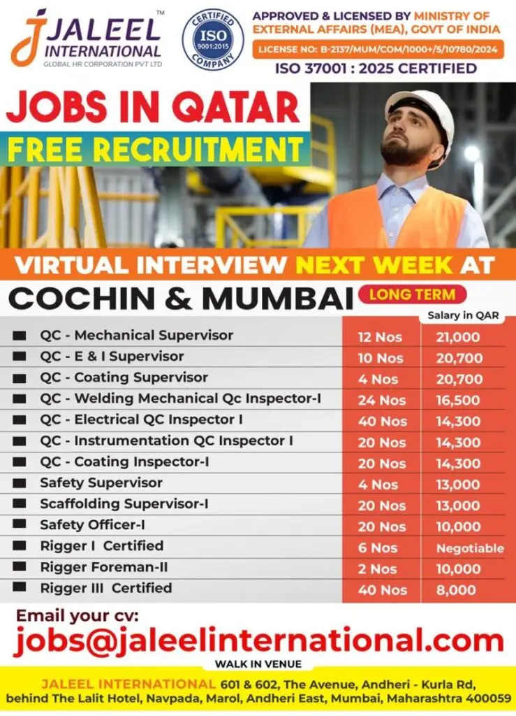 JOB OPPORTUNITIES IN QATAR