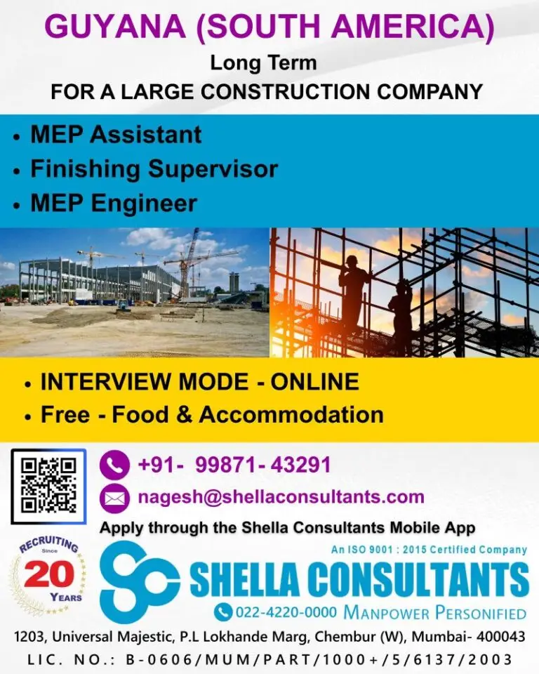 LARGE CONSTRUCTION COMPANY NOW HIRING IN GUYANA