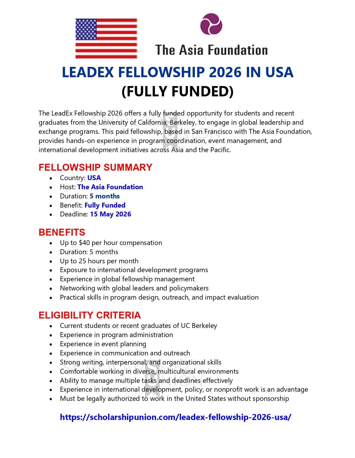LeadEx Fellowship 2026 in USA