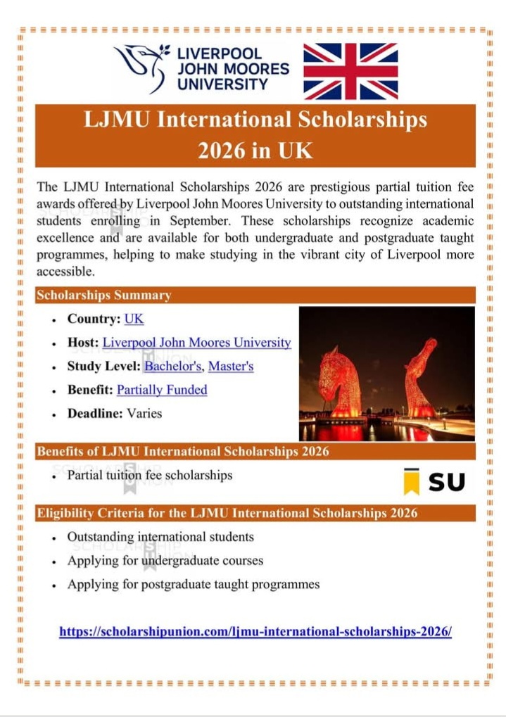 LJMU International Scholarship 2026 in UK