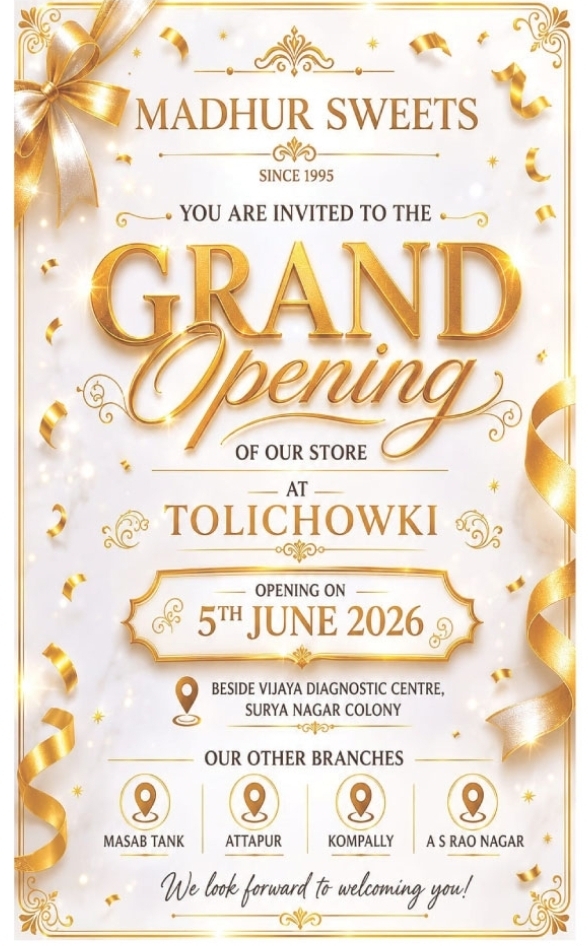 Madhur Sweets: Grand Opening Invitation